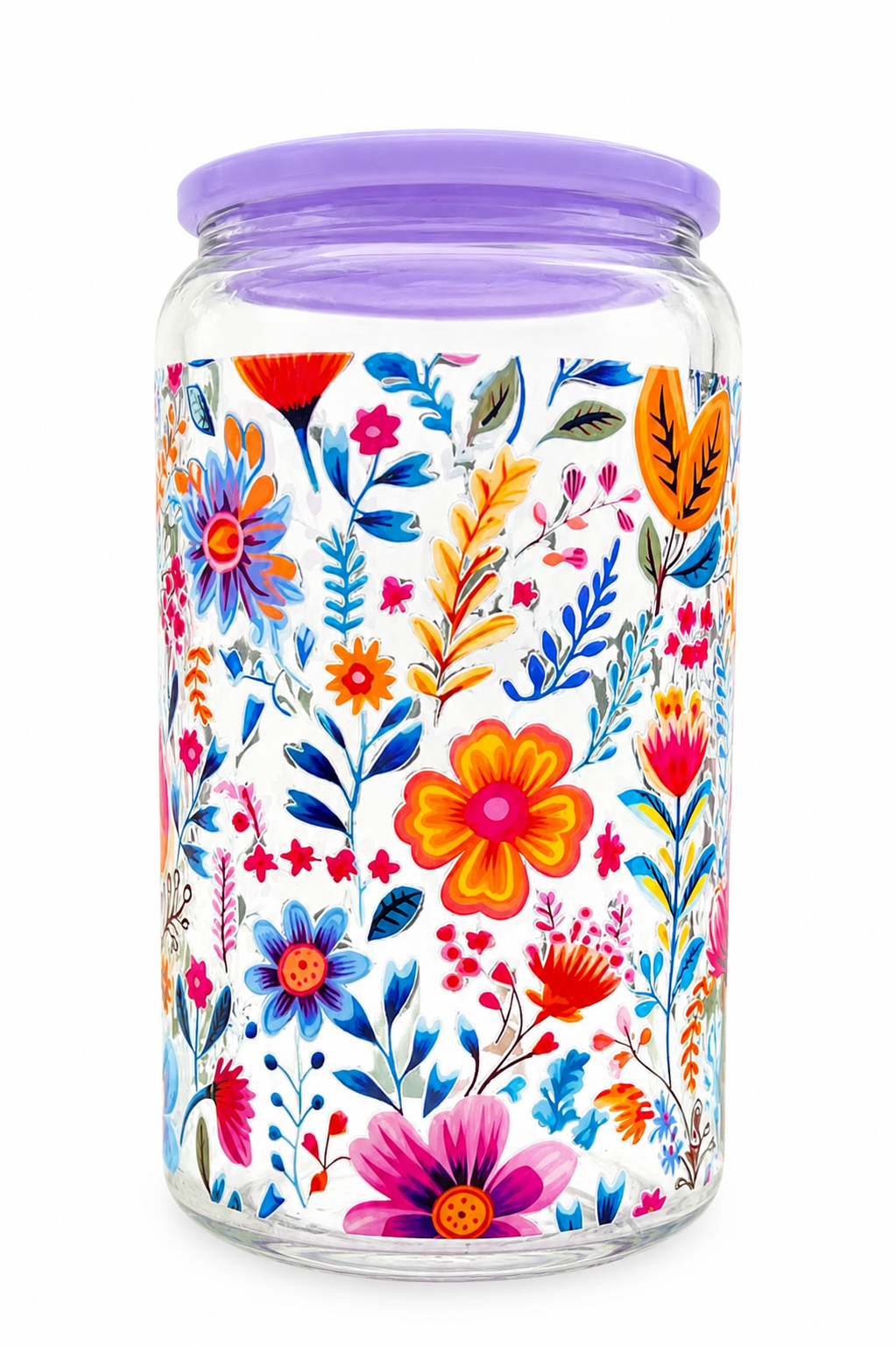 Verre en vitre 16 oz – Fleurs Champêtres Colorées