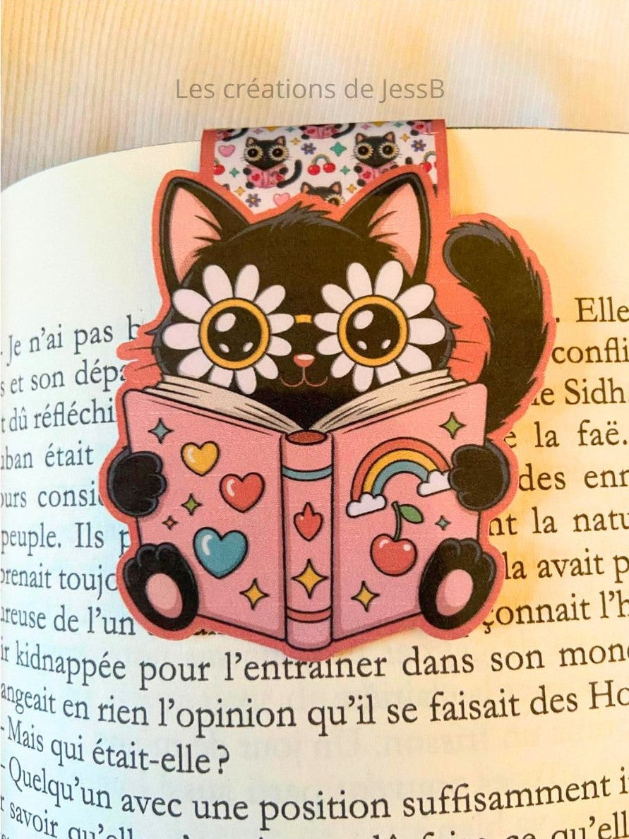 Signet magnétique - chat lunette blanche