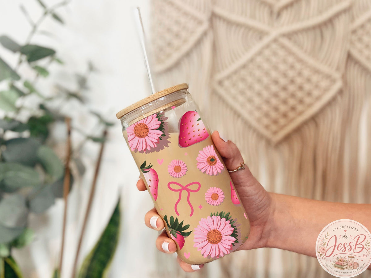 Verre 16 oz – Fraise Rose