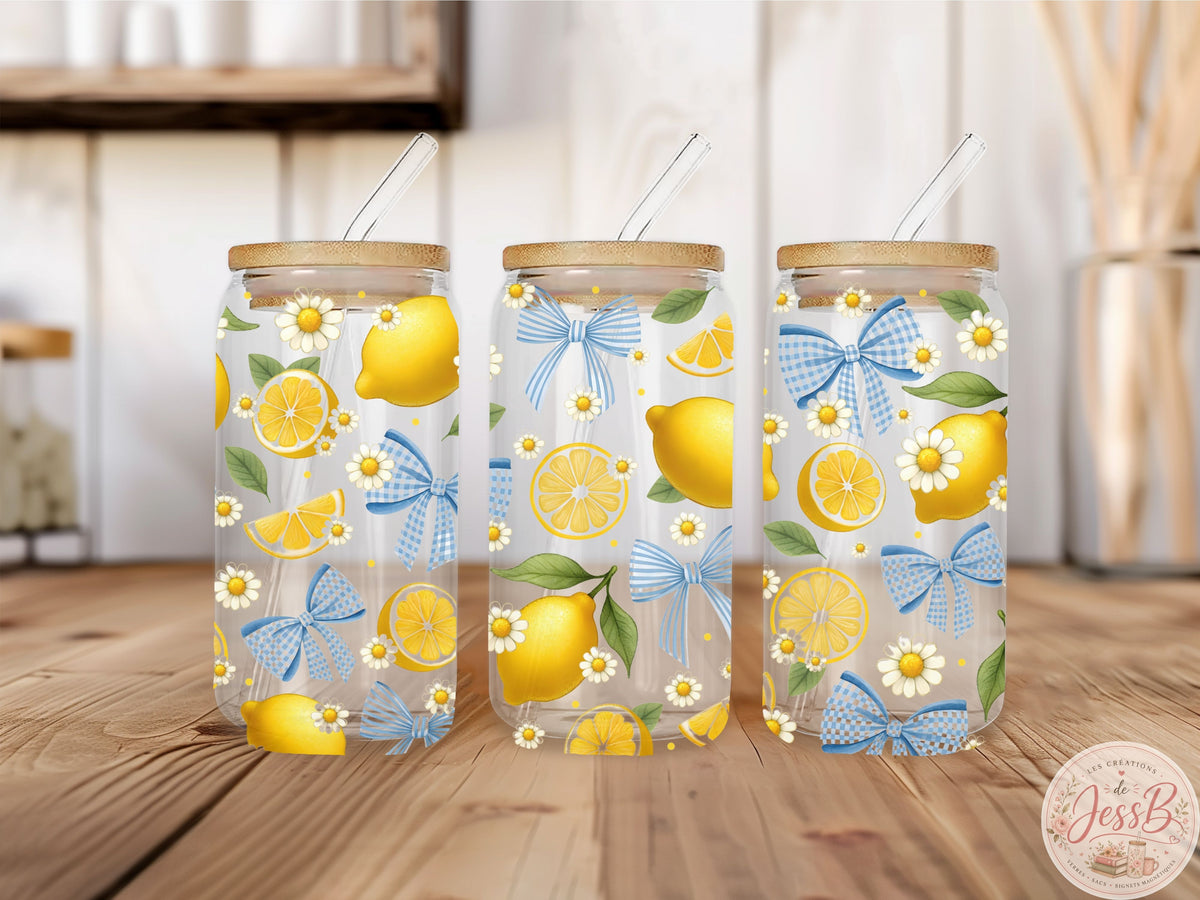 Verre 16 oz – Citron & Boucle Bleu
