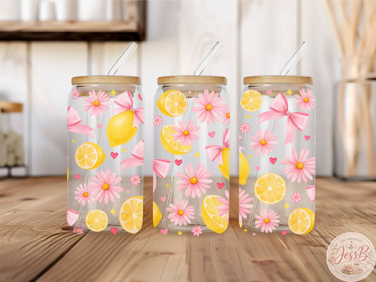 Verre 16 oz – Citron & Boucle Rose