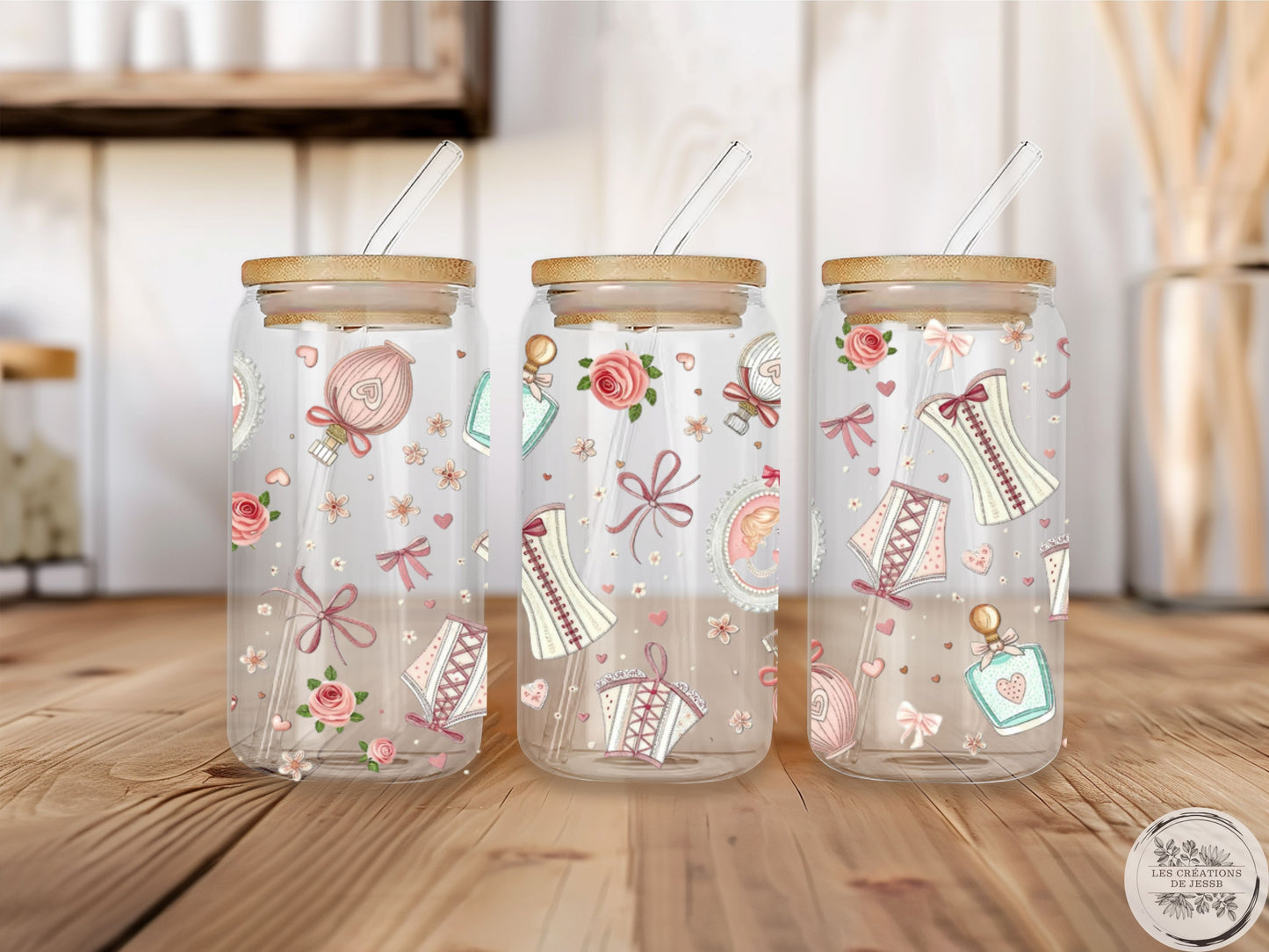 Verre en Vitre 16 oz – Design Féminin Parfum & Fleurs Roses