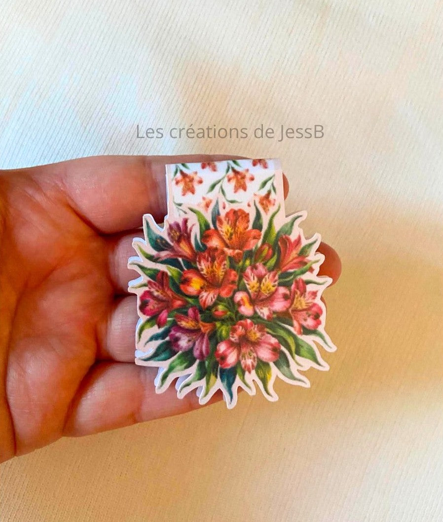 Signet magnétique - fleurs rouges