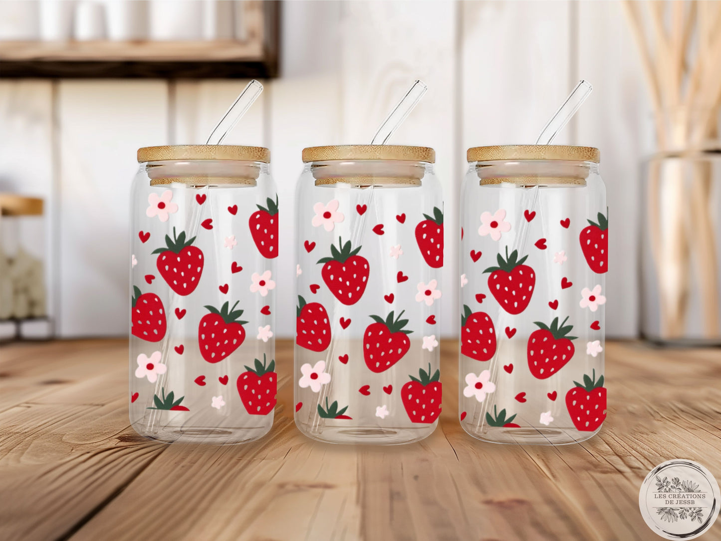 Verre en vitre 16 oz – Fraise