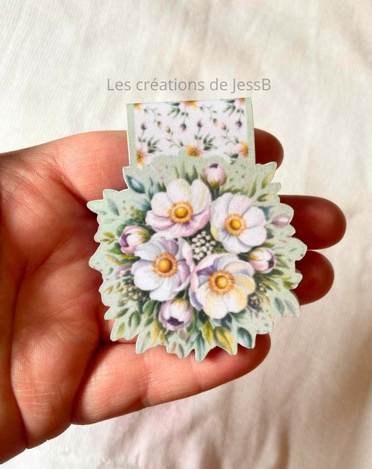 Signet magnétique - fleurs blanches
