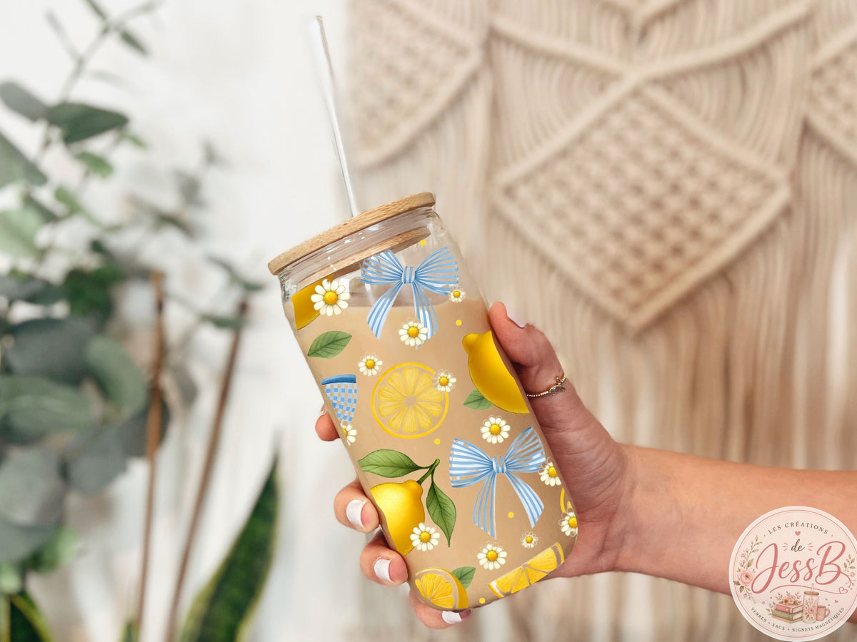 Verre 16 oz – Citron & Boucle Bleu