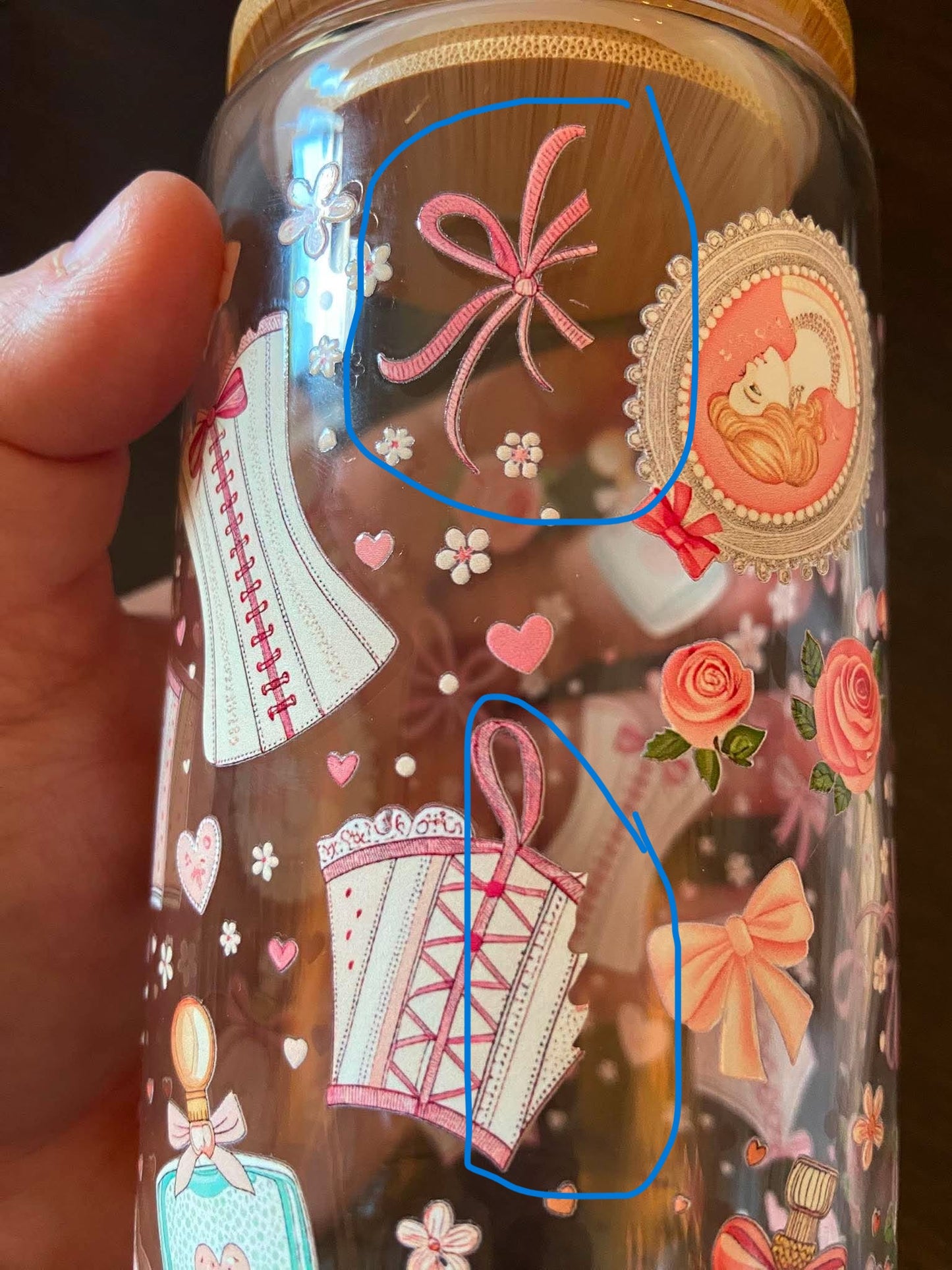 Verre en Vitre 16 oz – Design Féminin Parfum & Fleurs Roses  (Seconde chance)