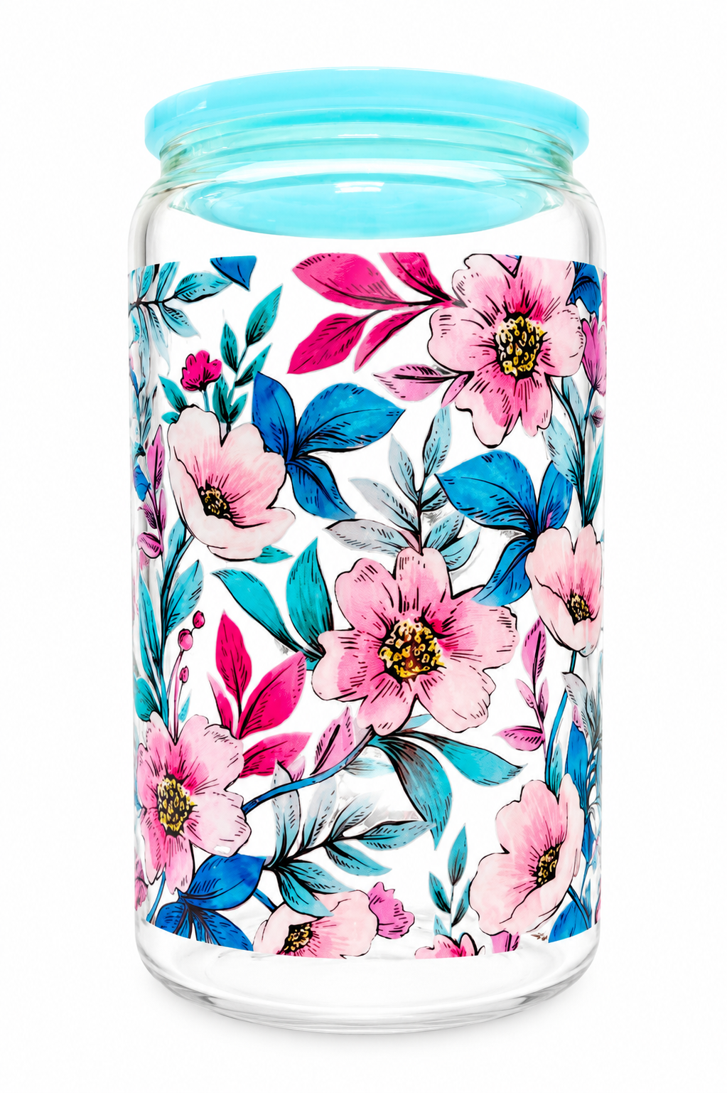 Verre en vitre 16 oz – Fleurs Tropicales