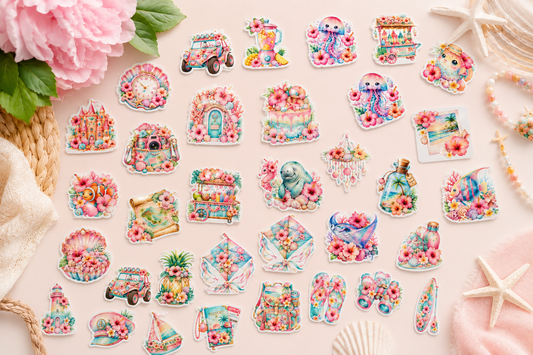 Kit de 50 stickers – Tropical & Bord de mer
