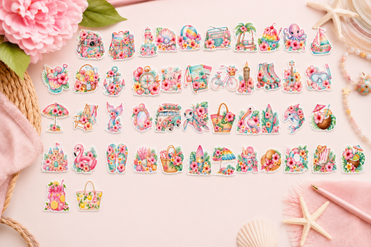 Kit de 50 stickers – Été Tropical