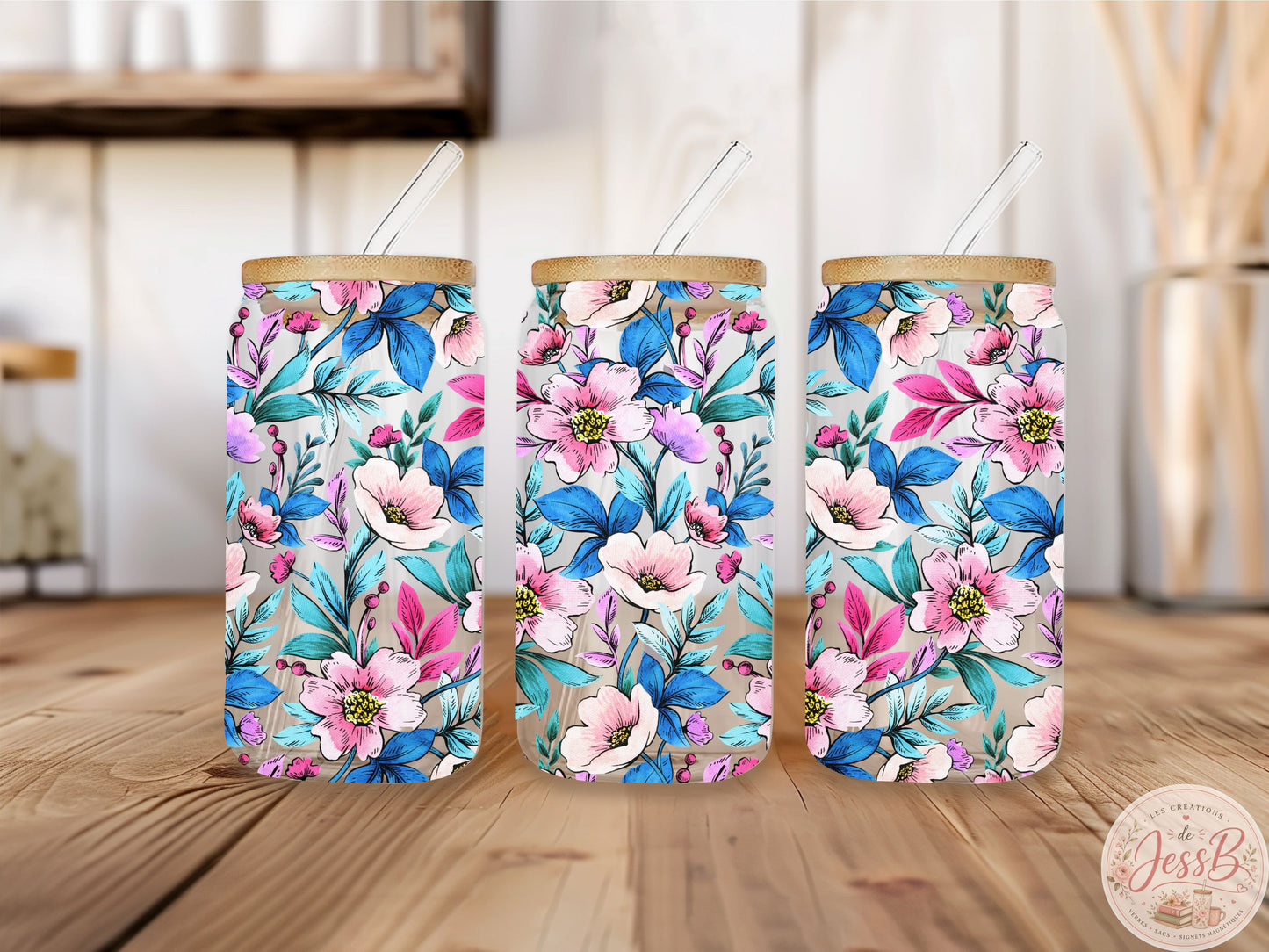 Verre 16 oz – Fleurs Tropicales