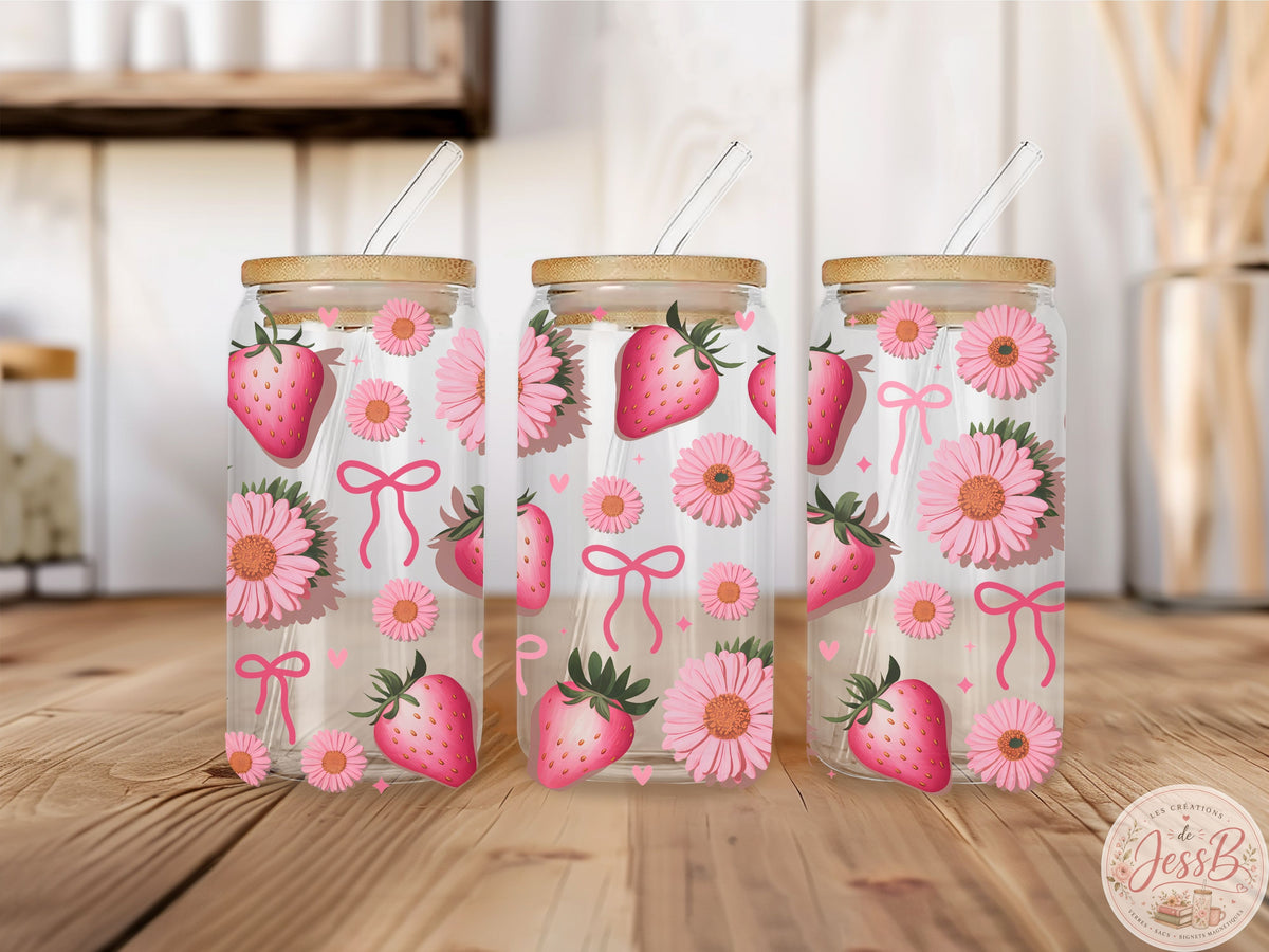 Verre 16 oz – Fraise Rose