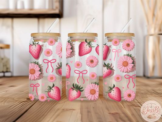 Verre 16 oz – Fraise Rose