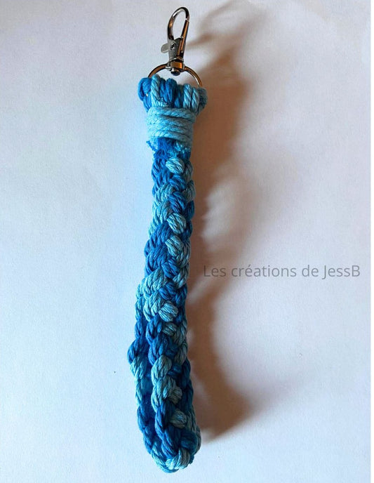 Porte-clé macramé artisanal Bleu