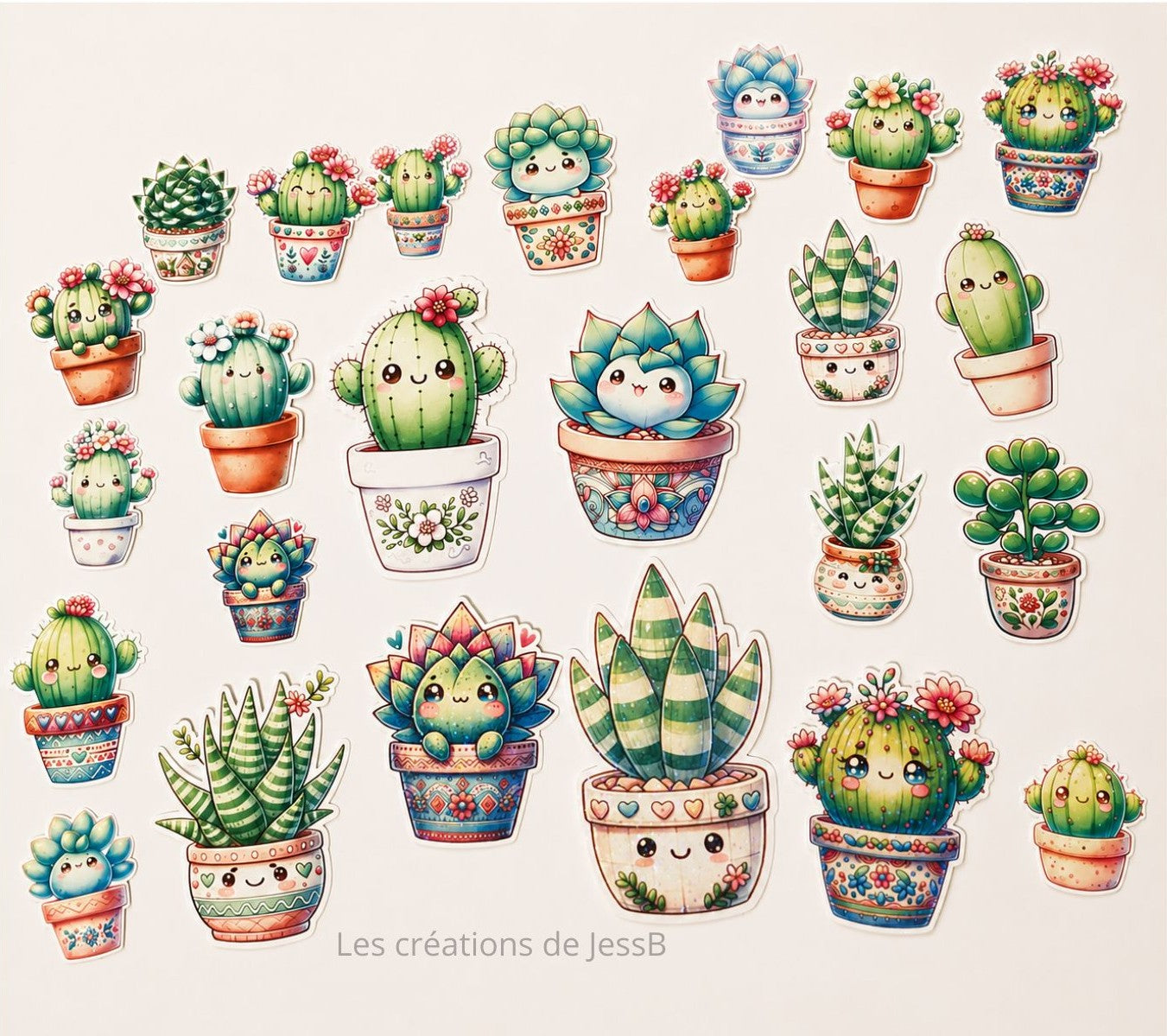 Kit de stickers plantes kawaii