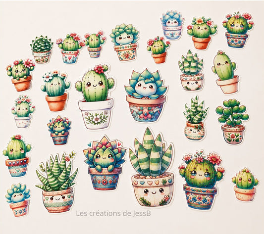 Kit de stickers plantes kawaii