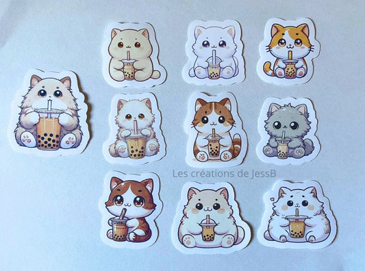 Kit de stickers kawaii 🐱💖 Chats & bubble tea ultra cute