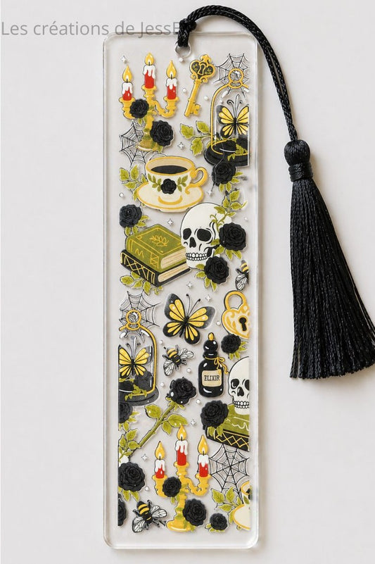 Signet acrylique “Midnight Library” – Style gothique élégant