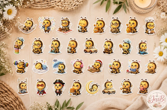 Kit de 30 stickers – Abeille