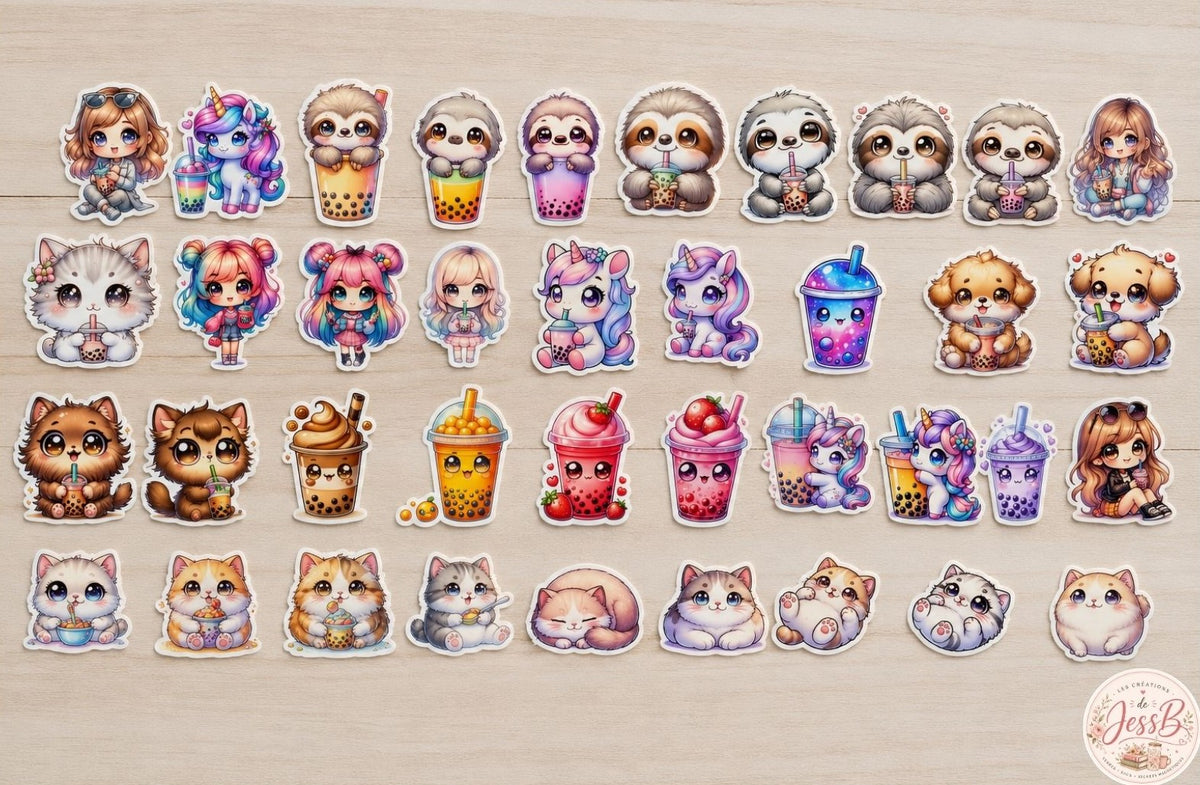 Kit de 30 stickers – Douceurs kawaii