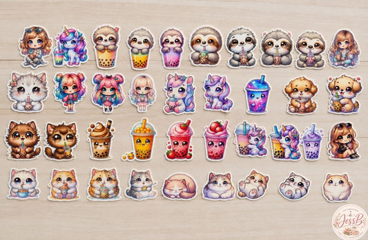 Kit de 30 stickers – Douceurs kawaii