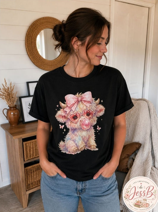 Chandail adulte – Vache Highland coquette