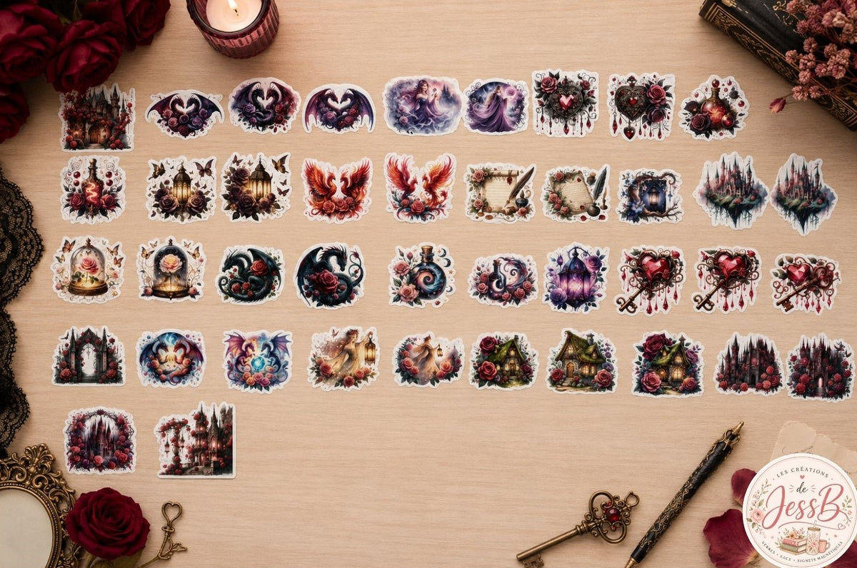 Kit de 50 stickers – Fantasy Sombre & Romantique