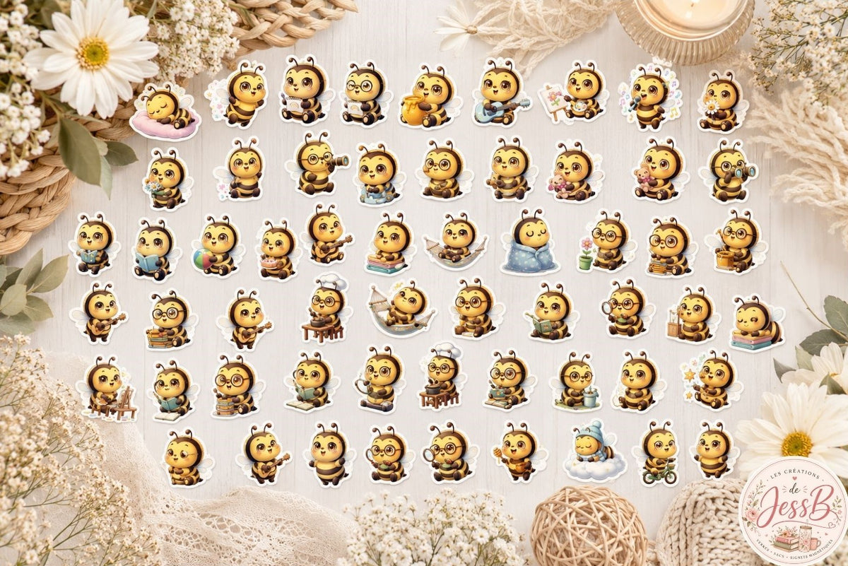 Kit de 50 stickers - Abeille