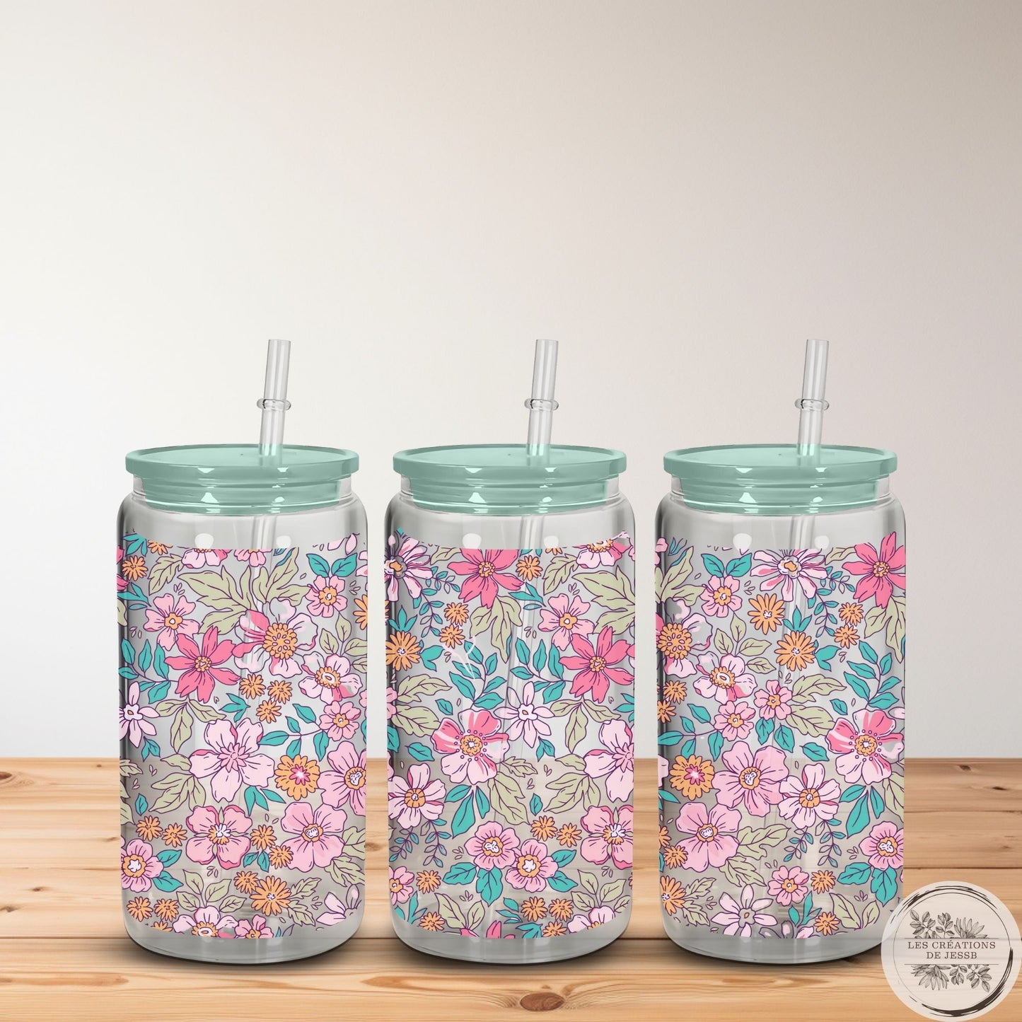 Verre en vitre 16 oz – Jardin Pastel